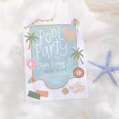 Invitation Fun été tiré à la main Fun Custom Pool Party Anniv