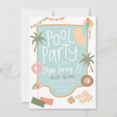 Invitation Fun été tiré à la main Fun Custom Pool Party Anniv (Devant)