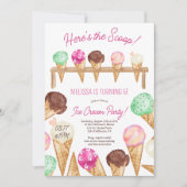 Invitation Fun été Voici l'anniversaire de la crème glacée sc (Devant)