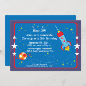 Invitation Fun explosion de vaisseau spatial garçons fête d'a (Devant / Derrière)
