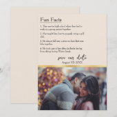 Invitation Fun Facts about the Bride & Groom Photo on Cream (Devant / Derrière)