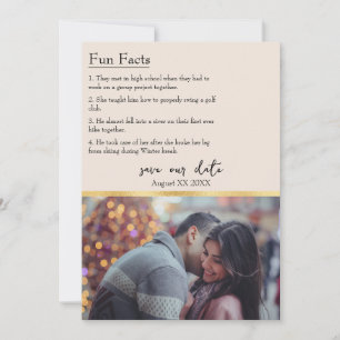 Invitation Fun Facts about the Bride & Groom Photo on Cream