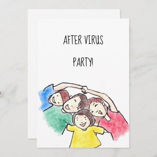 Invitation Fun Family "After Virus" Party (Devant / Derrière)