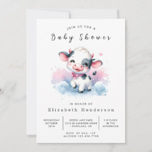 Invitation Fun Farm Calf Cow Baby shower