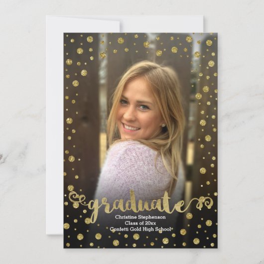 Invitation Fun Faux Gold Parties scintillant Confetti Photo G (Devant)