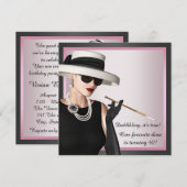 Invitation Fun Favorite Diva Femme Rose et Noir Anniversaire (Devant / Derrière)