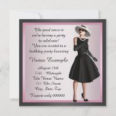 Invitation Fun Favorite Diva Femme Rose et Noir Anniversaire (Dos)