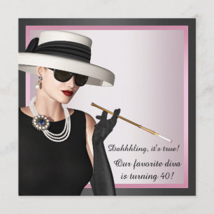 Invitation Fun Favorite Diva Femme Rose et Noir Anniversaire