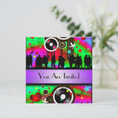 Invitation Fun festival de musique rétro colorée (Debout devant)