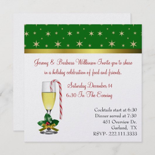 Invitation Fun Festive Wine Glass (Devant / Derrière)