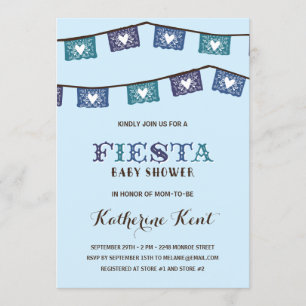 Invitation Fun Fiesta   Baby shower Blue Boys