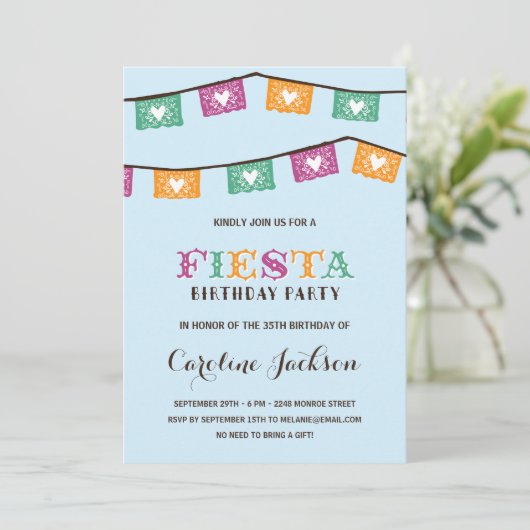 Invitation Fun Fiesta | Fête d'anniversaire moderne (Debout devant)