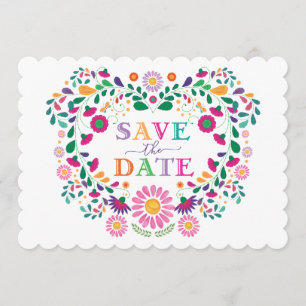 Invitation Fun Fiesta Mexicaine Flower Wreath Enregistrer la 