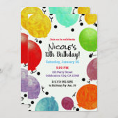 Invitation Fun Fiesta Party Balloons Anniversaire Fête (Devant / Derrière)