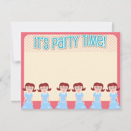 Invitation Fun Fifties Girls Party Time (Dos)