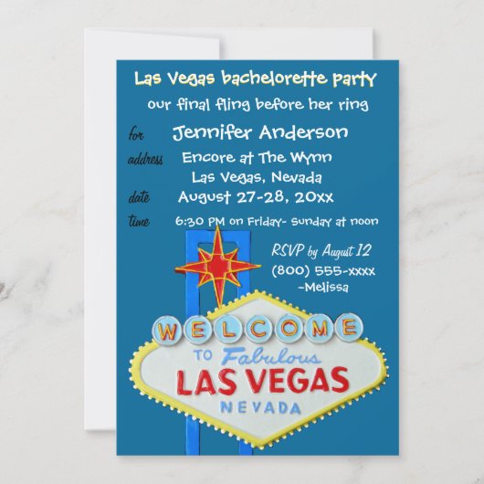 Invitation Fun Final Fling à Las Vegas (Devant)