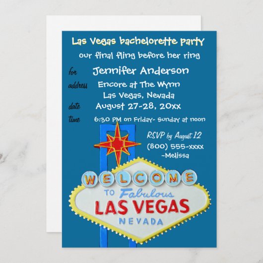 Invitation Fun Final Fling à Las Vegas (Devant / Derrière)