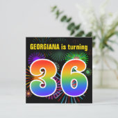 Invitation Fun Fireworks + Rainbow Motif "36" Anniversaire # (Debout devant)
