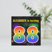 Invitation Fun Fireworks + Rainbow Motif "88" Anniversaire # (Debout devant)