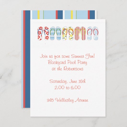 Invitation Fun Flip Flops (Devant / Derrière)