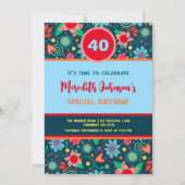 Invitation Fun Floral Personnalisé Age Anniversaire Invitatio (Devant)