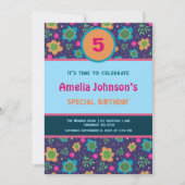 Invitation Fun Floral Personnalisé Age Anniversaire Invitatio (Devant)