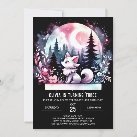 Invitation Fun Forest Wolf Anniversaire (Devant)