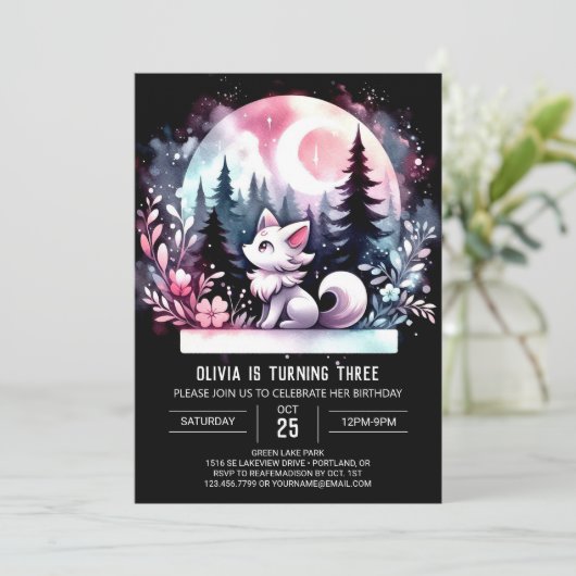 Invitation Fun Forest Wolf Anniversaire (Debout devant)