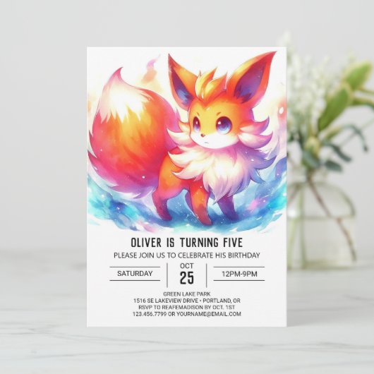 Invitation Fun Fox Anniversaire (Debout devant)