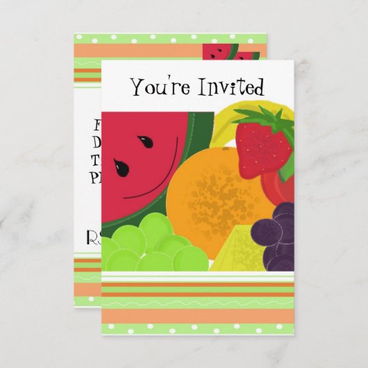 Invitation Fun Fruit Party (Devant / Derrière)
