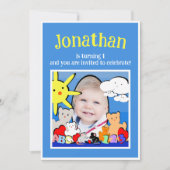 Invitation Fun Fun Cute Animaux Anniversaire (Devant)