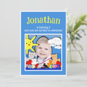 Invitation Fun Fun Cute Animaux Anniversaire (Debout devant)