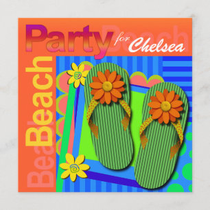 Invitation Fun Fun Flops d'été Sweet sixteen - Fête de plage!