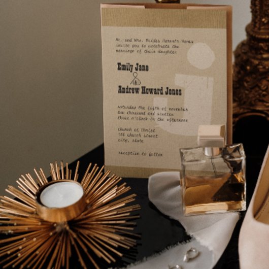 Invitation Fun & Funky Mongram Style Occidental Woodgrain