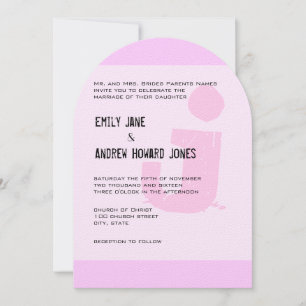 Invitation Fun Funky Simple Moderne Rose Monogramme