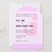 Invitation Fun Funky Simple Moderne Rose Monogramme (Devant)