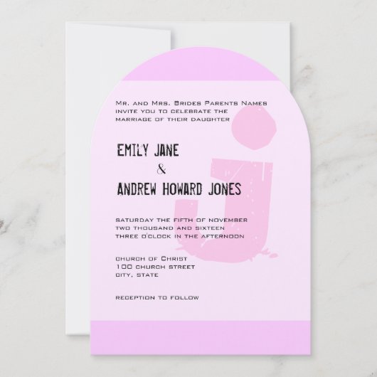 Invitation Fun Funky Simple Moderne Rose Monogramme (Devant)
