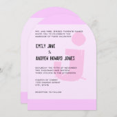 Invitation Fun Funky Simple Moderne Rose Monogramme (Devant / Derrière)