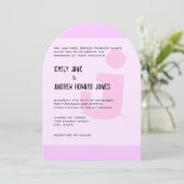 Invitation Fun Funky Simple Moderne Rose Monogramme (Debout devant)