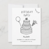 Invitation Fun gâteau d'anniversaire dessiné à la main (Devant)