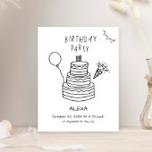 Invitation Fun gâteau d'anniversaire dessiné à la main