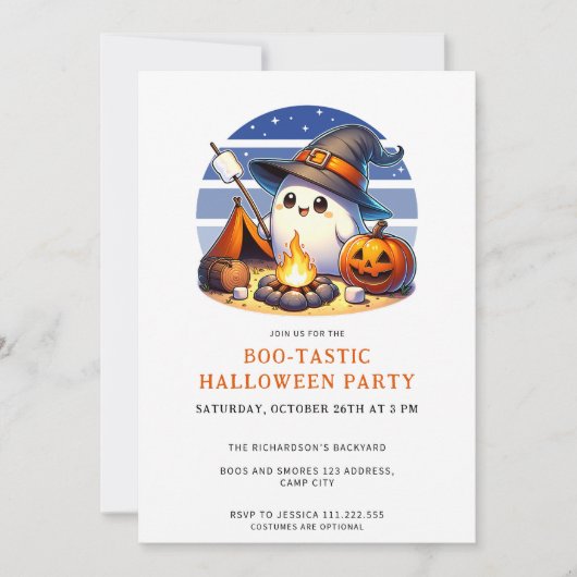 Invitation Fun Ghost Boo-Tastic Halloween Party (Devant)