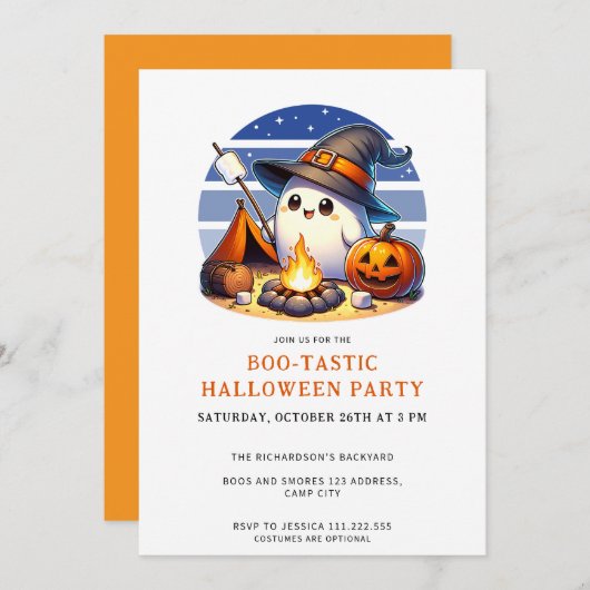 Invitation Fun Ghost Boo-Tastic Halloween Party (Devant / Derrière)