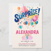 Invitation Fun Girly Colorful Surprise Anniversaire de balon (Devant)
