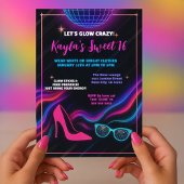 Invitation Fun Girly Glow in the Dark Sweet 16 Party