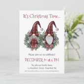 Invitation Fun Gnomes avec Red Green Wreath fête de Noël (Debout devant)