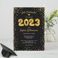 Fun Gold Balloons Classe de 2023 Graduation Party