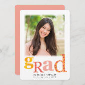 Invitation FUN GRAD chic photo moderne typographie rose jaune (Devant / Derrière)