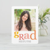 Invitation FUN GRAD chic photo moderne typographie rose jaune (Debout devant)