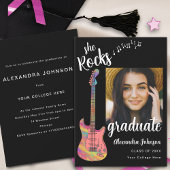 Invitation Fun Graduate Photo noir blanc Script Grad Party